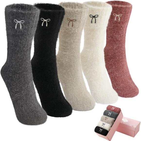 New 5 Pairs Fuzzy Soft Cozy Comfortable Socks for Women, Casual Sleep Comfy Sock - Picture 1 of 6